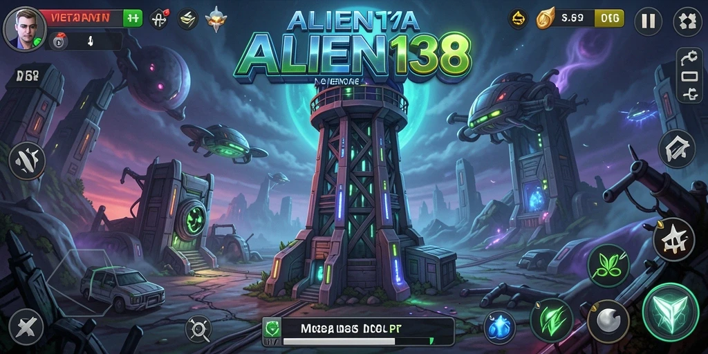 Tangkapan layar gameplay ALIEN138 menampilkan pertarungan sengit melawan alien.