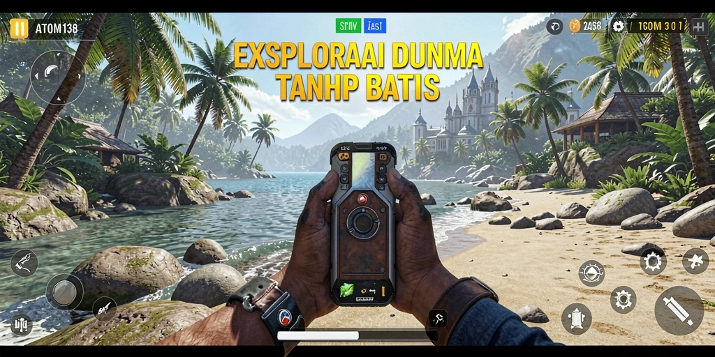 Screenshot gameplay ATOM138 menampilkan dunia terbuka yang menakjubkan.