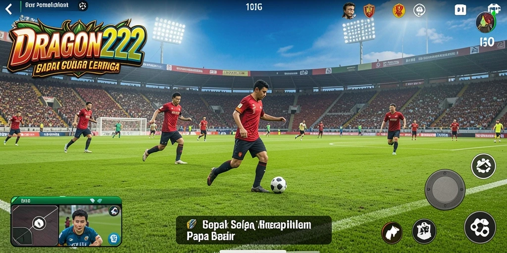 Screenshot gameplay DRAGON222 yang menampilkan aksi sepak bola seru.