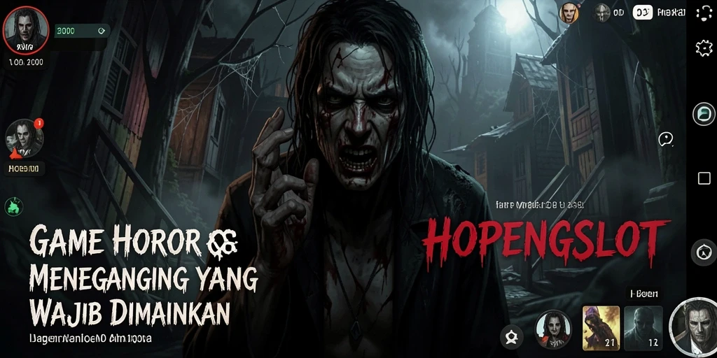 Screenshot gameplay HOPENGSLOT menampilkan suasana horor yang mencekam.
