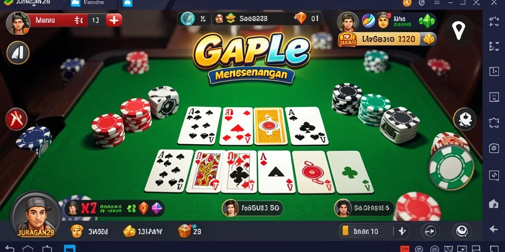 Tampilan menarik permainan Gaple JURAGAN28 dengan gameplay yang seru.