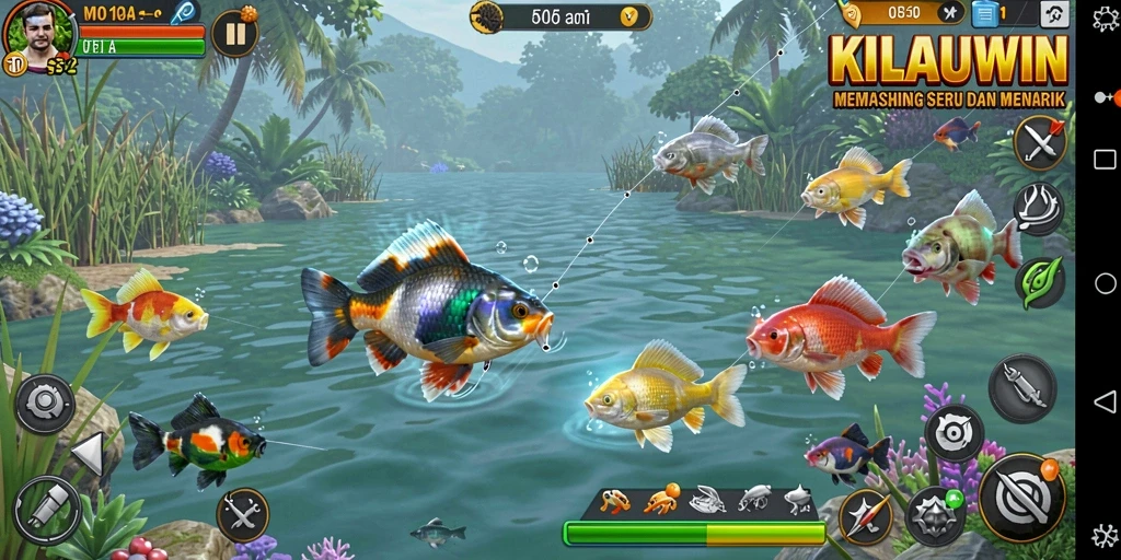 Tampilan gameplay memancing yang seru dan mendebarkan di KILAUWIN.