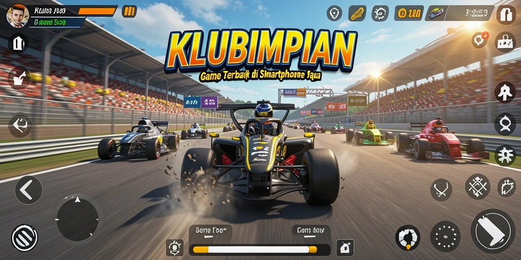 Screenshot gameplay KLUBIMPIAN menampilkan momen balapan yang mendebarkan.
