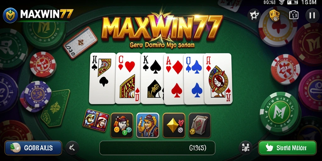 Screenshot gameplay MAXWIN77 yang menampilkan suasana seru permainan Domino.