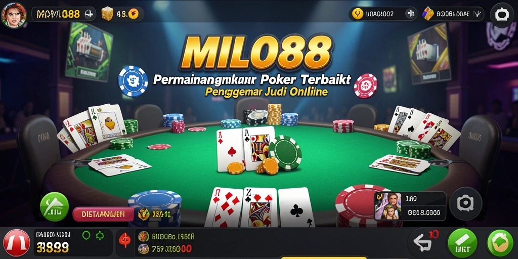 Tampilan gameplay Poker yang mendebarkan dan interaktif di MILO88.