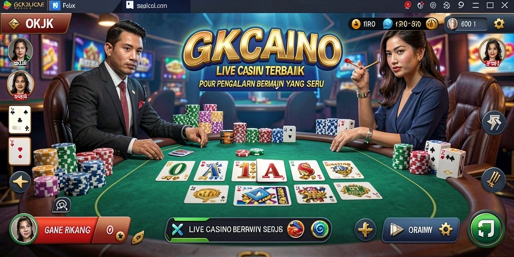 Screenshot utama OKJK menampilkan gameplay Live Casino yang mendebarkan.