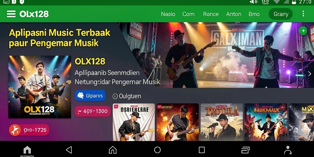 Screenshot OLX128 menampilkan antarmuka pemutar musik yang menarik dan mudah digunakan.