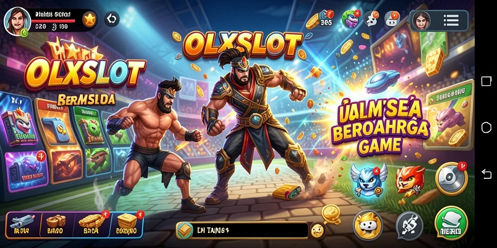 Tangkapan layar gameplay seru <strong>OLXSLOT</strong> dengan karakter atletik yang dinamis.