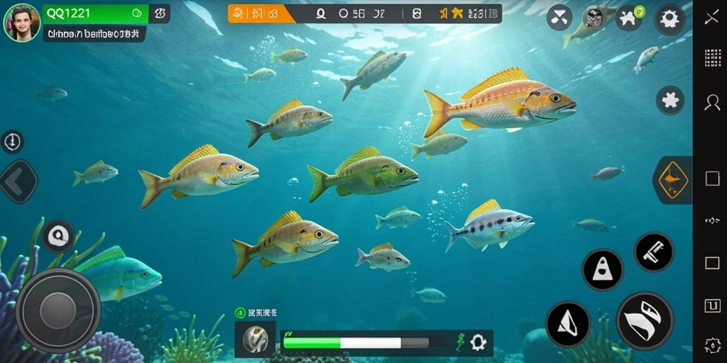 Screenshot gameplay QQ1221 menampilkan aksi tembak ikan yang seru.