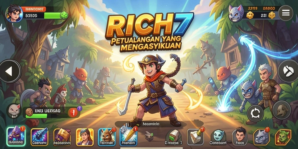 Tangkapan layar RICH7 menampilkan pemain saat menjelajahi dunia yang menakjubkan.
