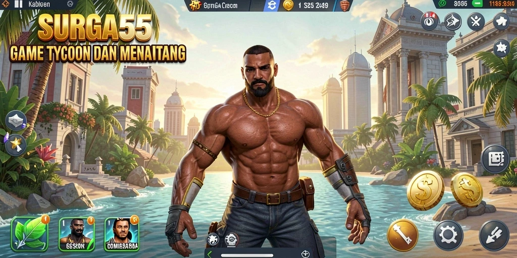 Screenshot gameplay SURGA55 yang menunjukkan keseruan manajemen bisnis.
